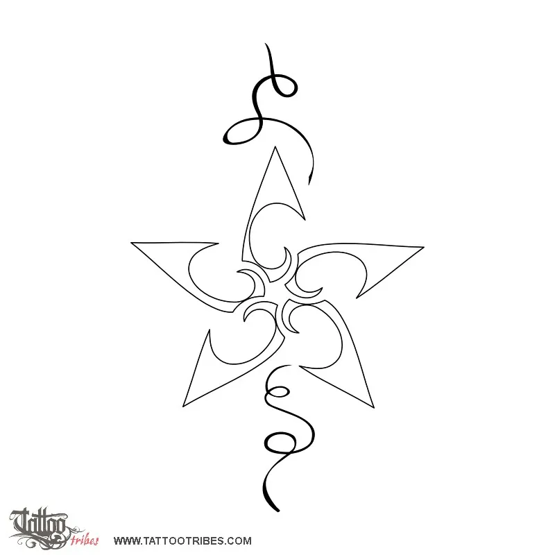 Stencil outline of Flower-star, Protection, desire