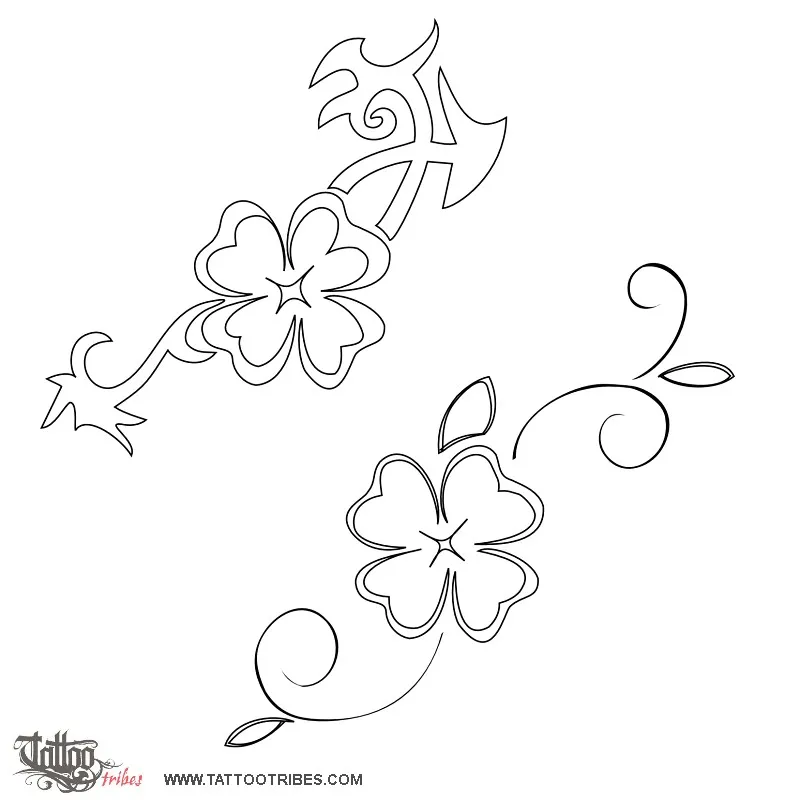 Stencil outline of 4-leaf clover, Good luck