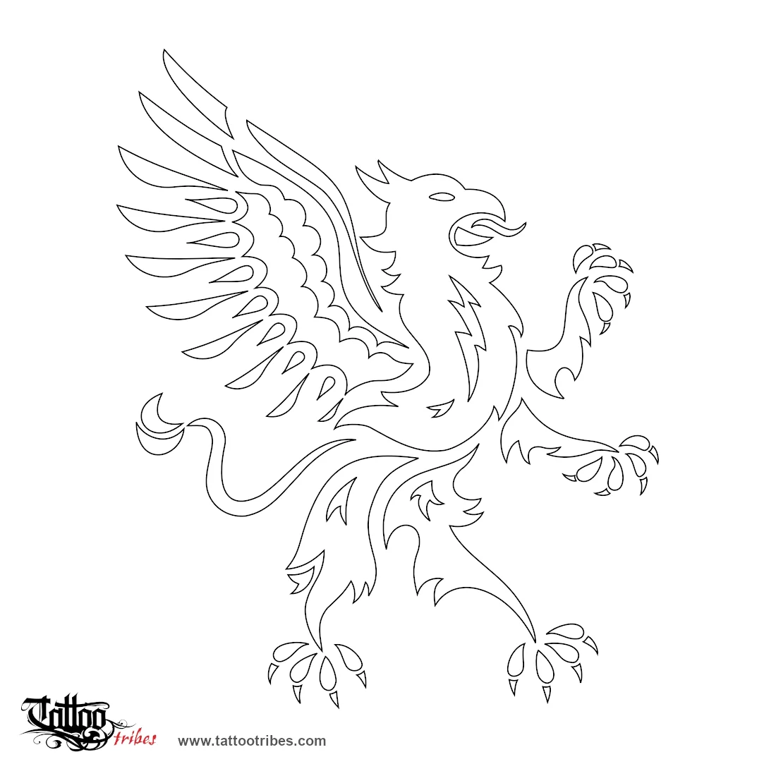Stencil outline of Griffin, Power and perfection. Vigilance.