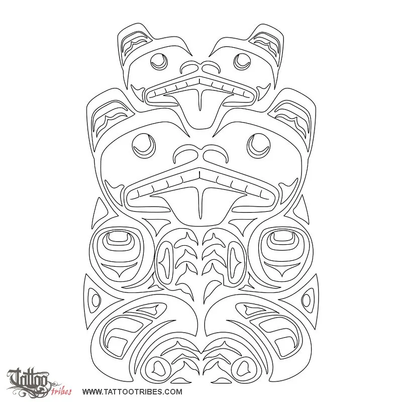 Stencil outline of Haida bear, Strength, protection