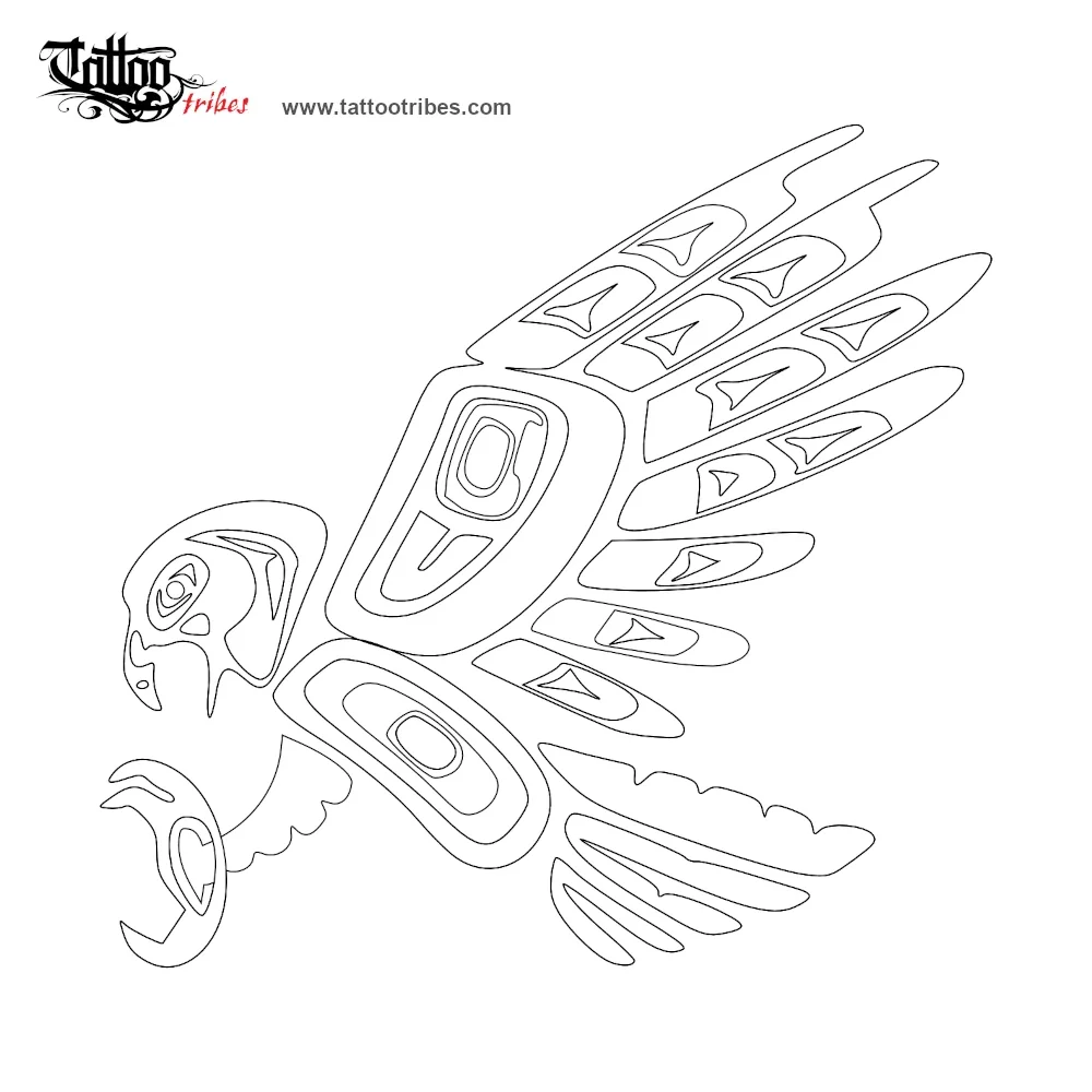 Stencil outline of Haida Eagle, Fierceness, leadership