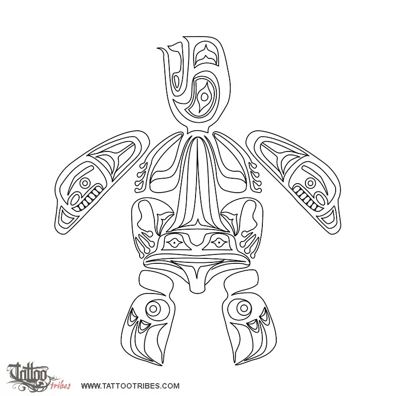 Stencil outline of Frog turtle, Transformation, life