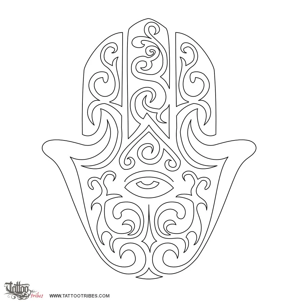 Stencil outline of Hamsa, Protection
