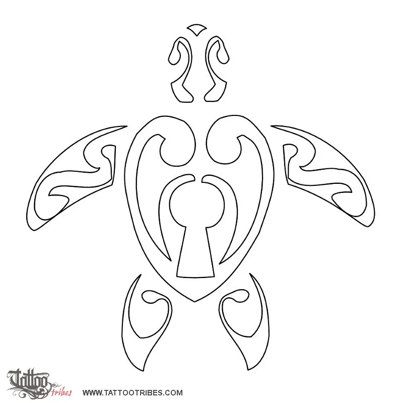 Stencil outline of Heart shaped turtle, Eternal fidelity