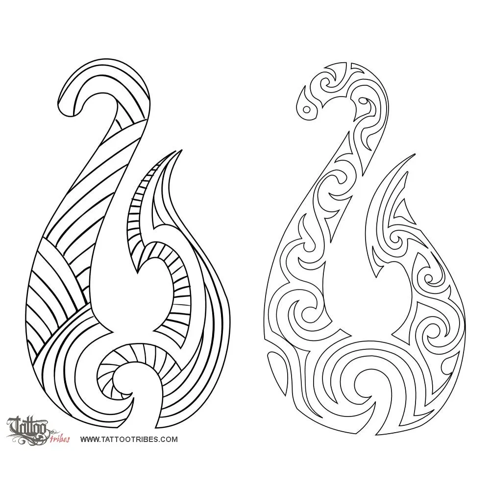 Stencil outline of Hei Matau, Prosperity, determination