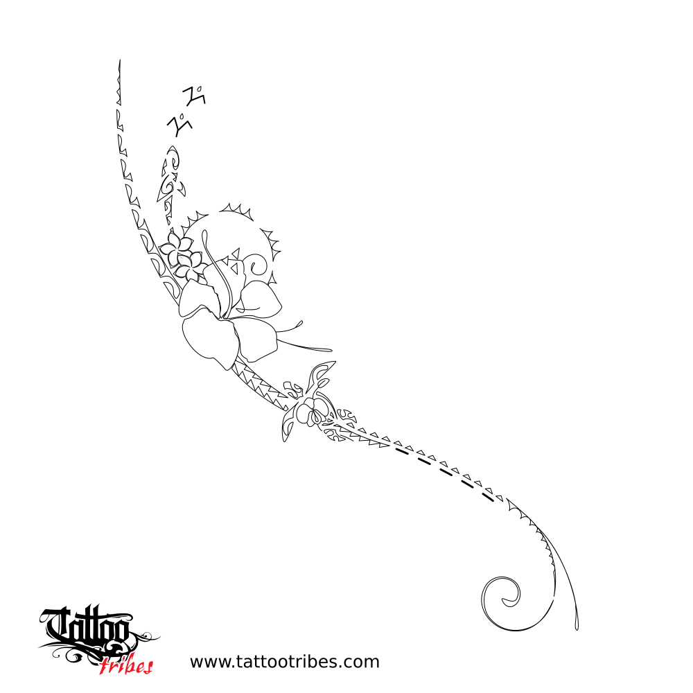 lower leg feminine Polynesian tattoo stencil