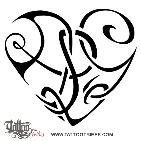 Tattoo image of A+L+G heart, Union, affection downloadable hi-res tattoo flash design