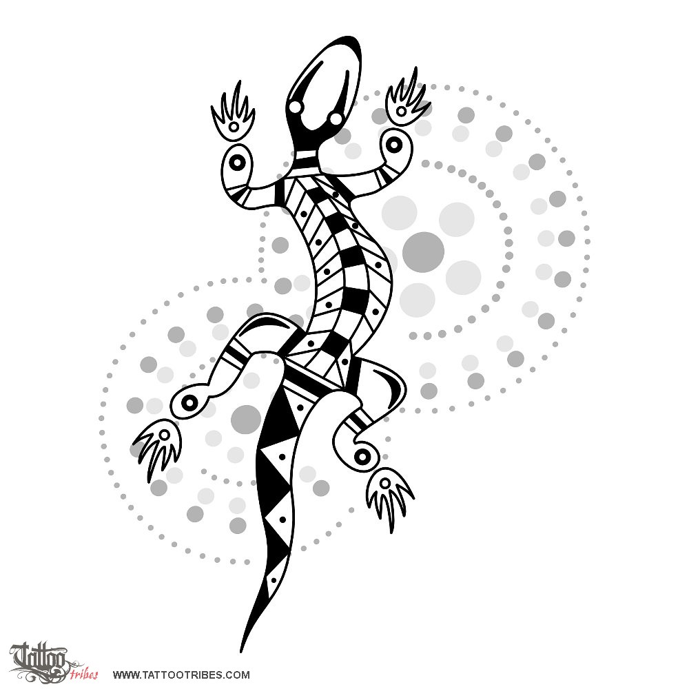 Tattoo image of Aboriginal gecko, Protection downloadable hi-res tattoo flash design