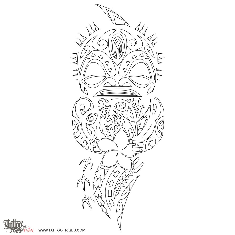 Stencil outline of Makuahine, Mother downloadable hi-res tattoo stencil