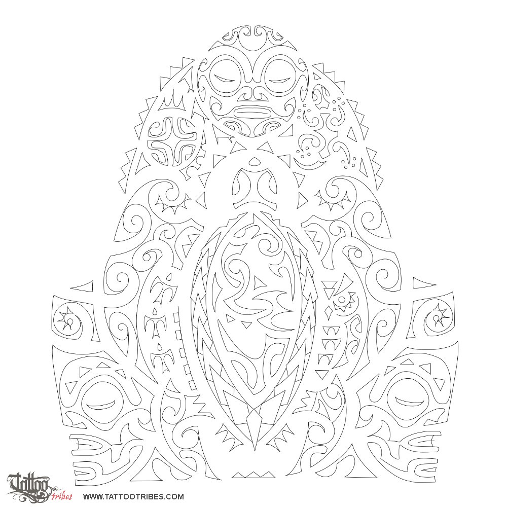Stencil outline of Manaia, Family protection downloadable hi-res tattoo stencil