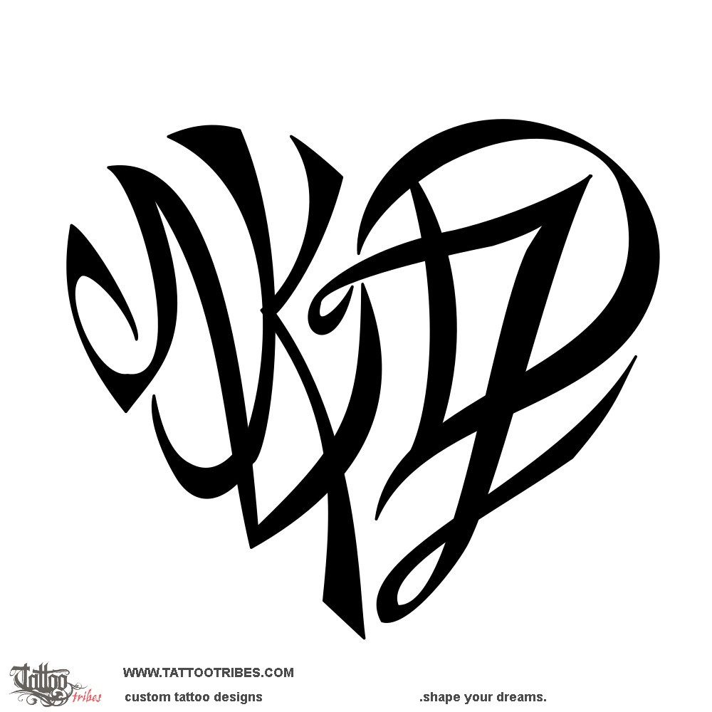 Tattoo image of NKDZ heart, Bond downloadable hi-res tattoo flash design