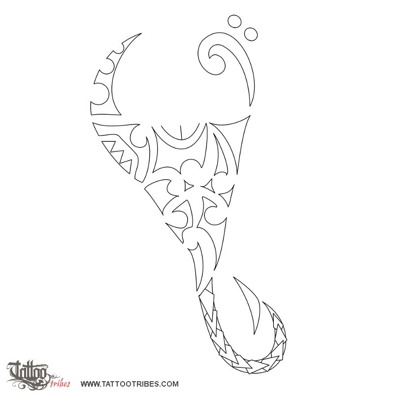 Stencil outline of A+L+I scorpion, Bond downloadable hi-res tattoo stencil
