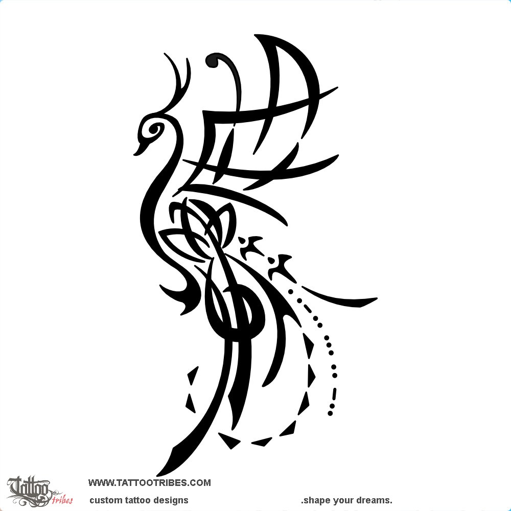 Tattoo image of E+H+A Phoenix, Rebirth downloadable hi-res tattoo flash design