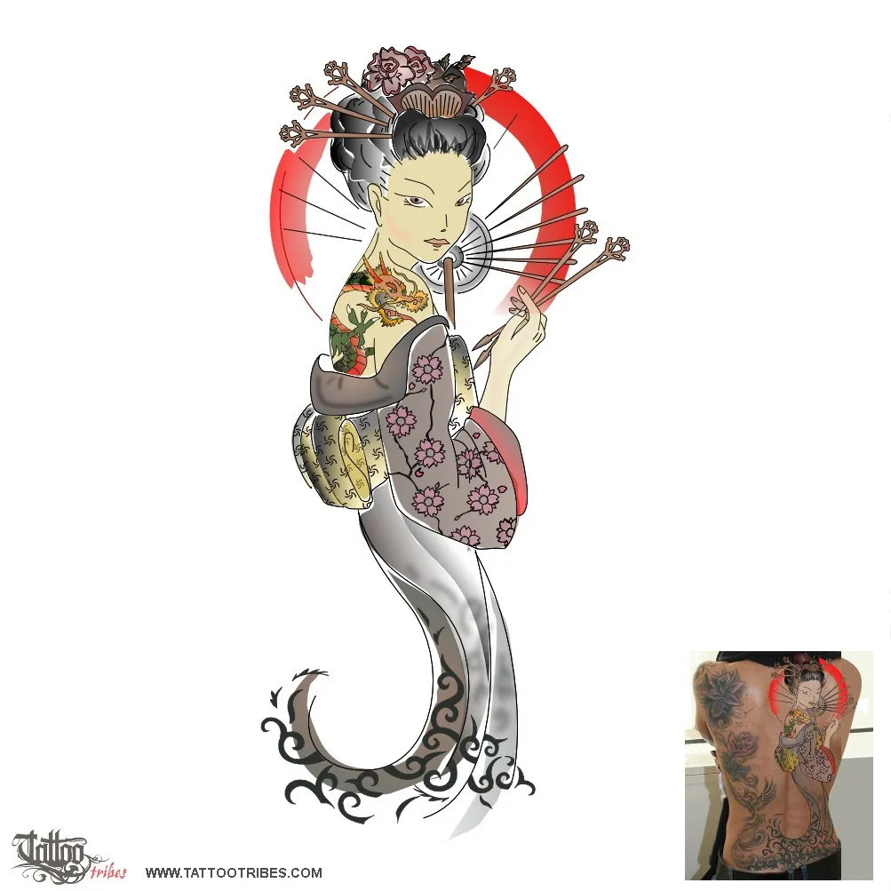 Tattoo image of Geisha, Perfection downloadable hi-res tattoo flash design
