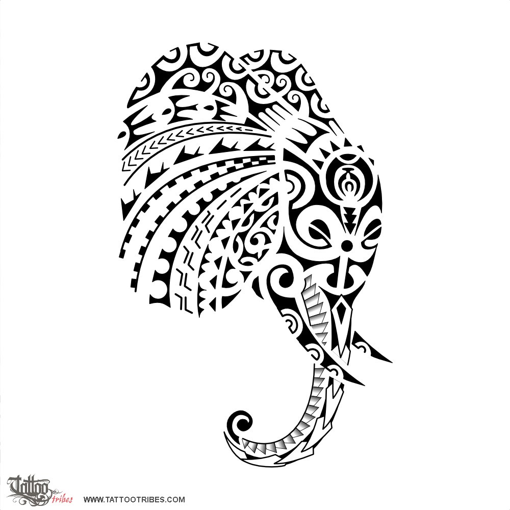 Tattoo image of Elephant, Prosperity downloadable hi-res tattoo flash design