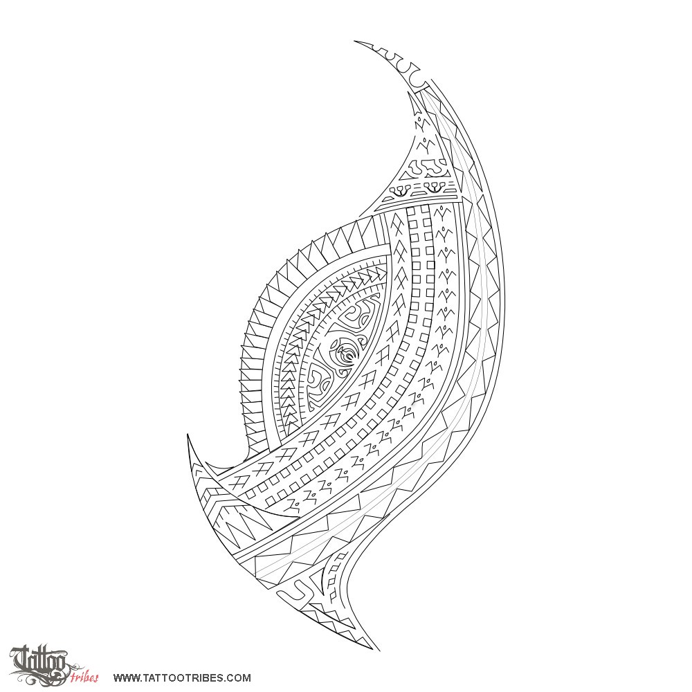Stencil outline of Malie toa, Great warrior downloadable hi-res tattoo stencil