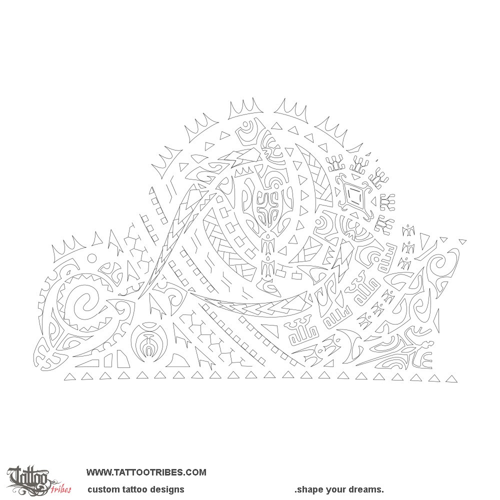 Stencil outline of Taeae, Brotherhood downloadable hi-res tattoo stencil
