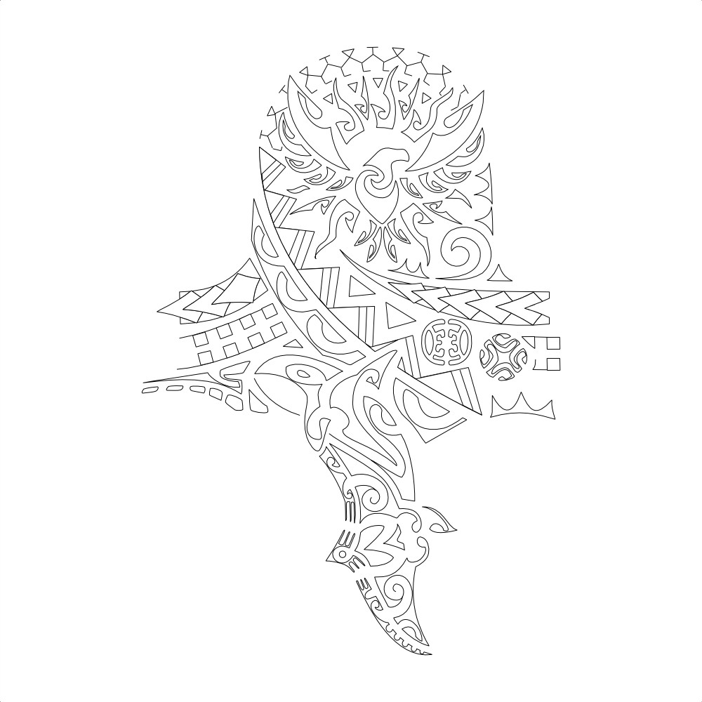Stencil outline of Ēkara, Eagle downloadable hi-res tattoo stencil