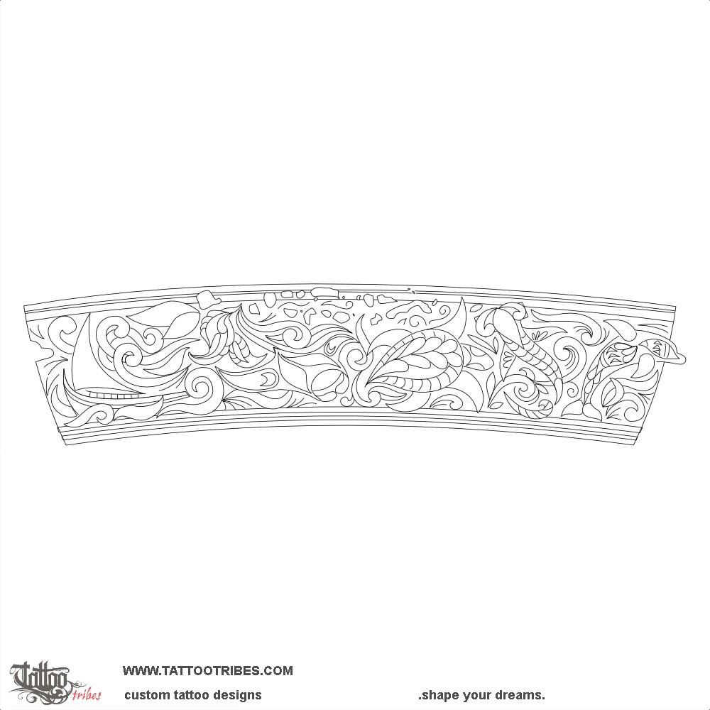 Stencil outline of Maldives, Lacquer work downloadable hi-res tattoo stencil