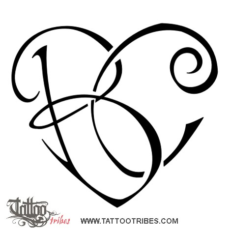 Tattoo image of B+C heartigram, Union, bond downloadable hi-res tattoo flash design