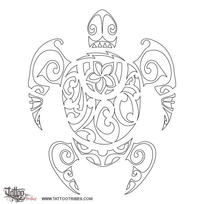 Stencil outline of Balboa turtle, Family, protection downloadable hi-res tattoo stencil