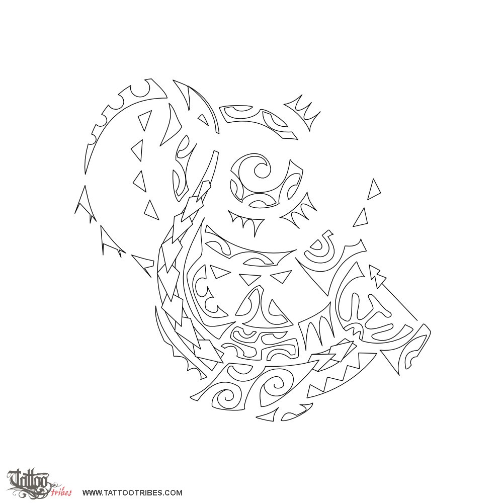 Stencil outline of Hammerhead shark, Extension downloadable hi-res tattoo stencil