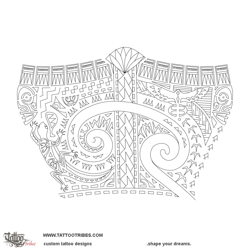 Stencil outline of Niu, Foundation downloadable hi-res tattoo stencil