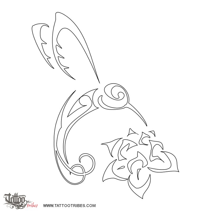 Stencil outline of Carpe diem, Humming bird downloadable hi-res tattoo stencil