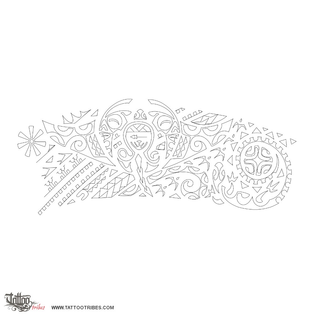 Stencil outline of Whakaumu, Transform downloadable hi-res tattoo stencil