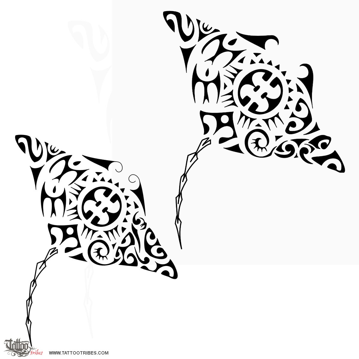 Tattoo image of Coupled mantas, Married, wed downloadable hi-res tattoo flash design