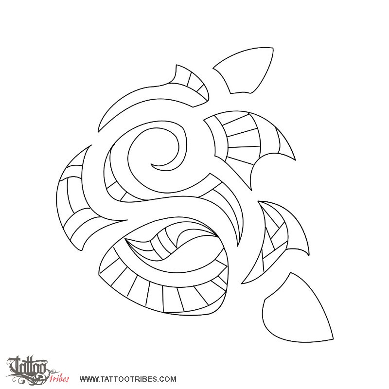 Stencil outline of Maori styled rose, Memory downloadable hi-res tattoo stencil