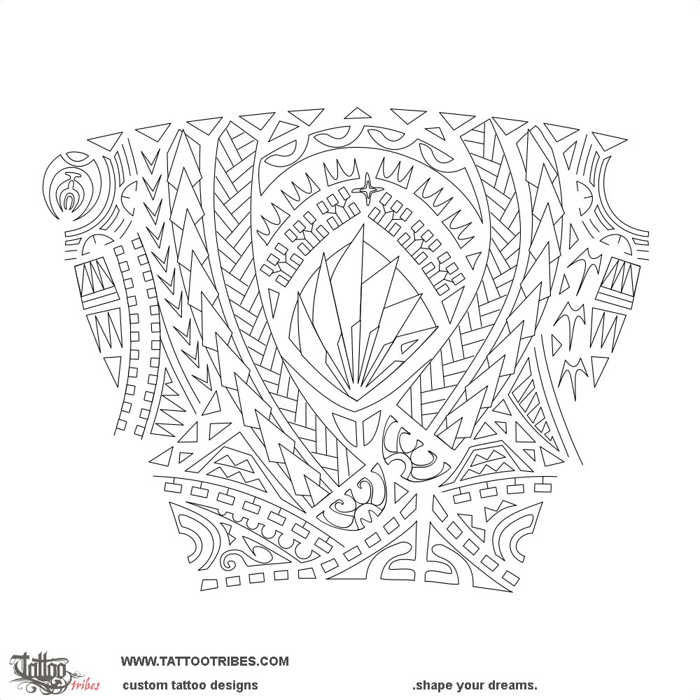 Stencil outline of Fatu, Heart downloadable hi-res tattoo stencil