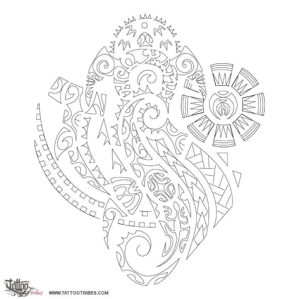 Stencil outline of Matua, Father downloadable hi-res tattoo stencil