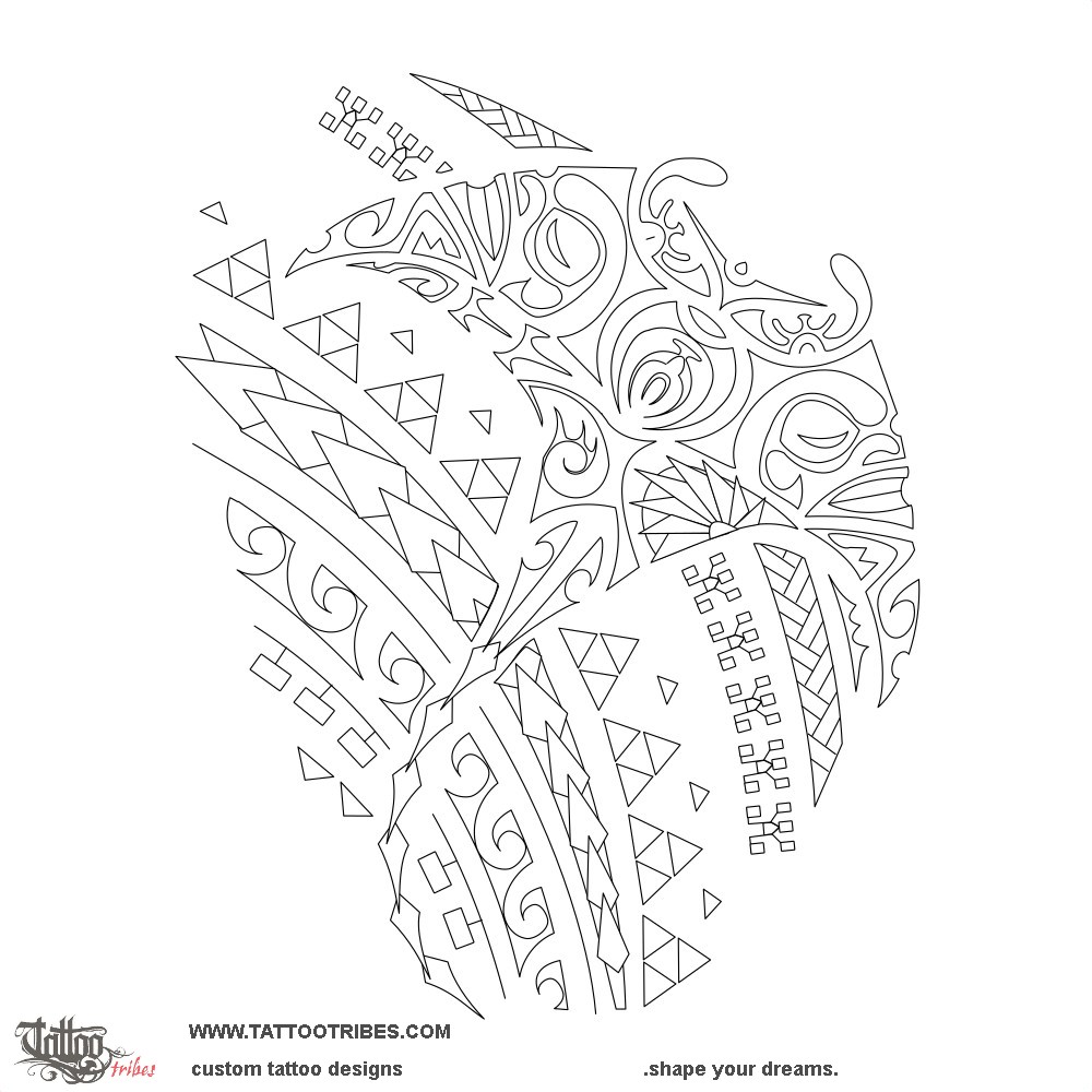 Stencil outline of Vai, Water downloadable hi-res tattoo stencil