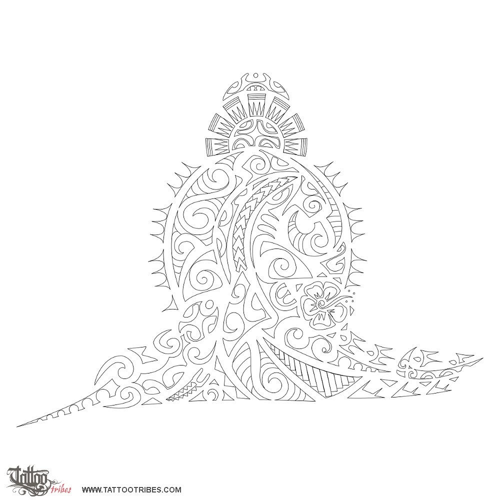 Stencil outline of Totika, Balanced downloadable hi-res tattoo stencil