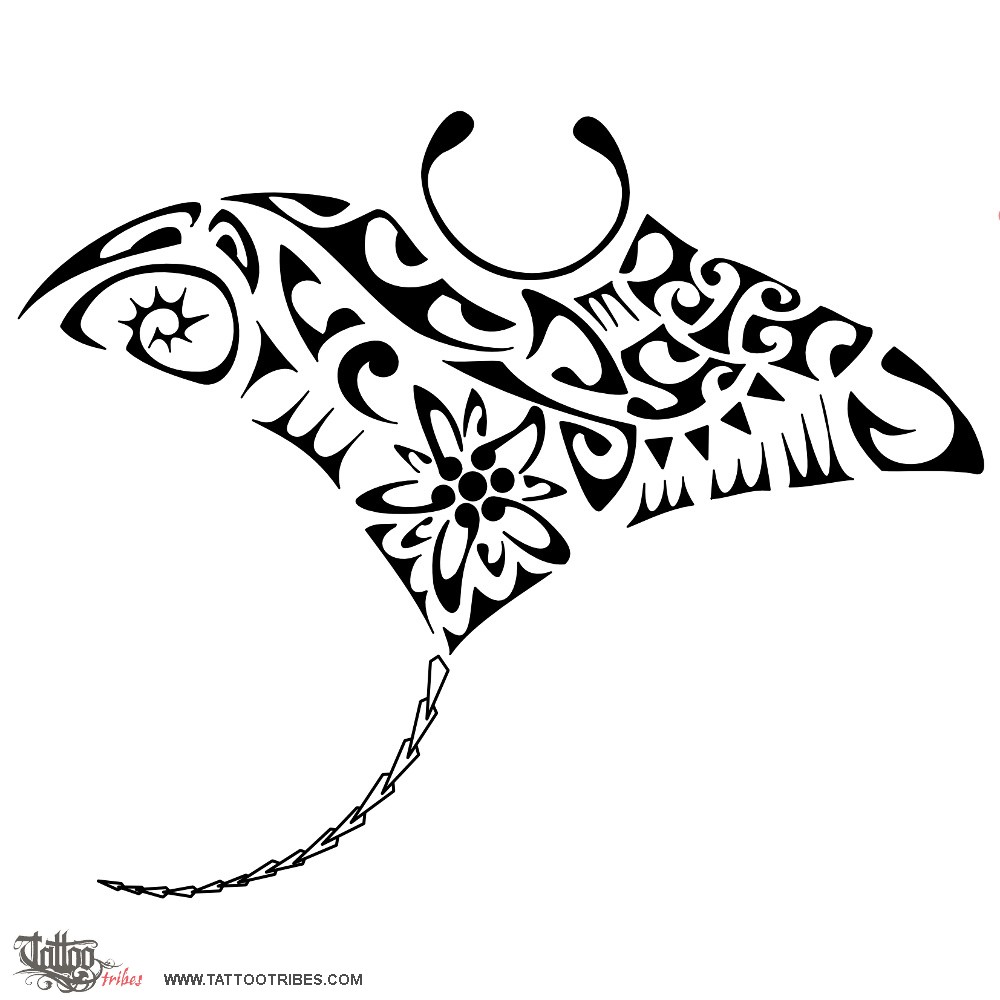 Tattoo image of Edelweiss manta, Mountains and sea downloadable hi-res tattoo flash design
