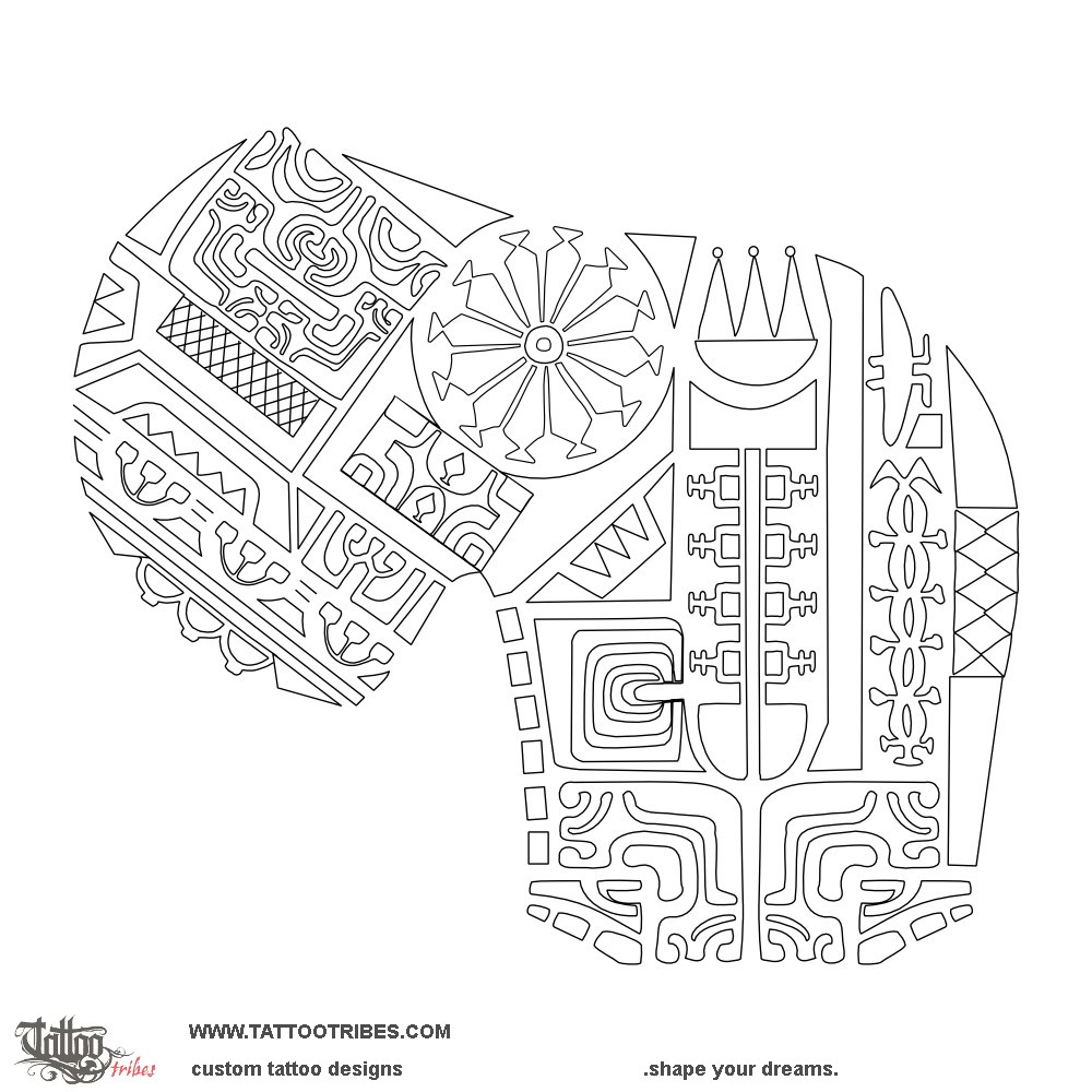 Stencil outline of Pohu´e, Life downloadable hi-res tattoo stencil
