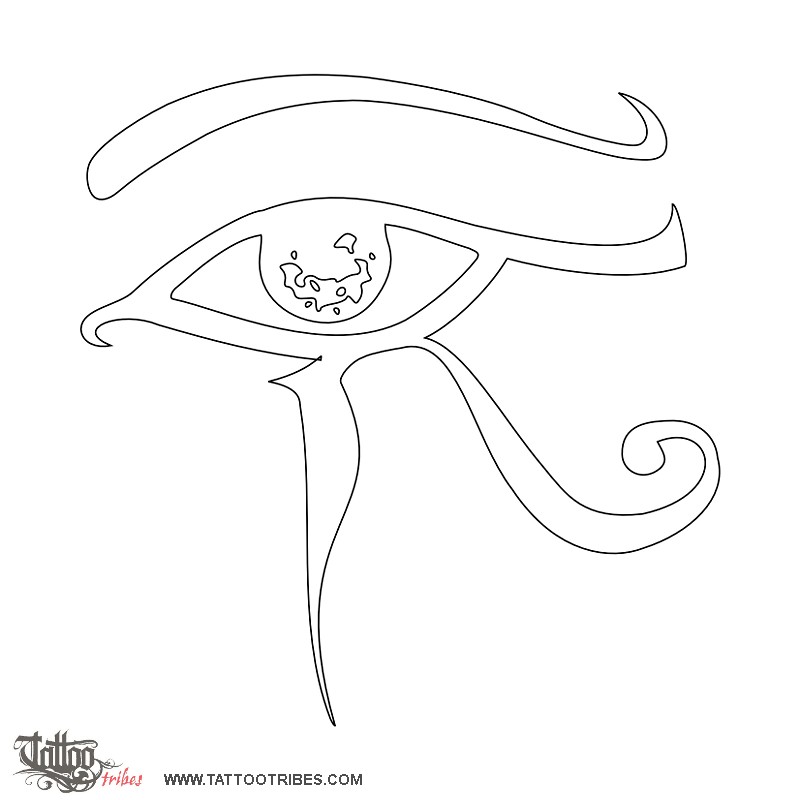 Stencil outline of Eye of Horus, Egyptian memory downloadable hi-res tattoo stencil