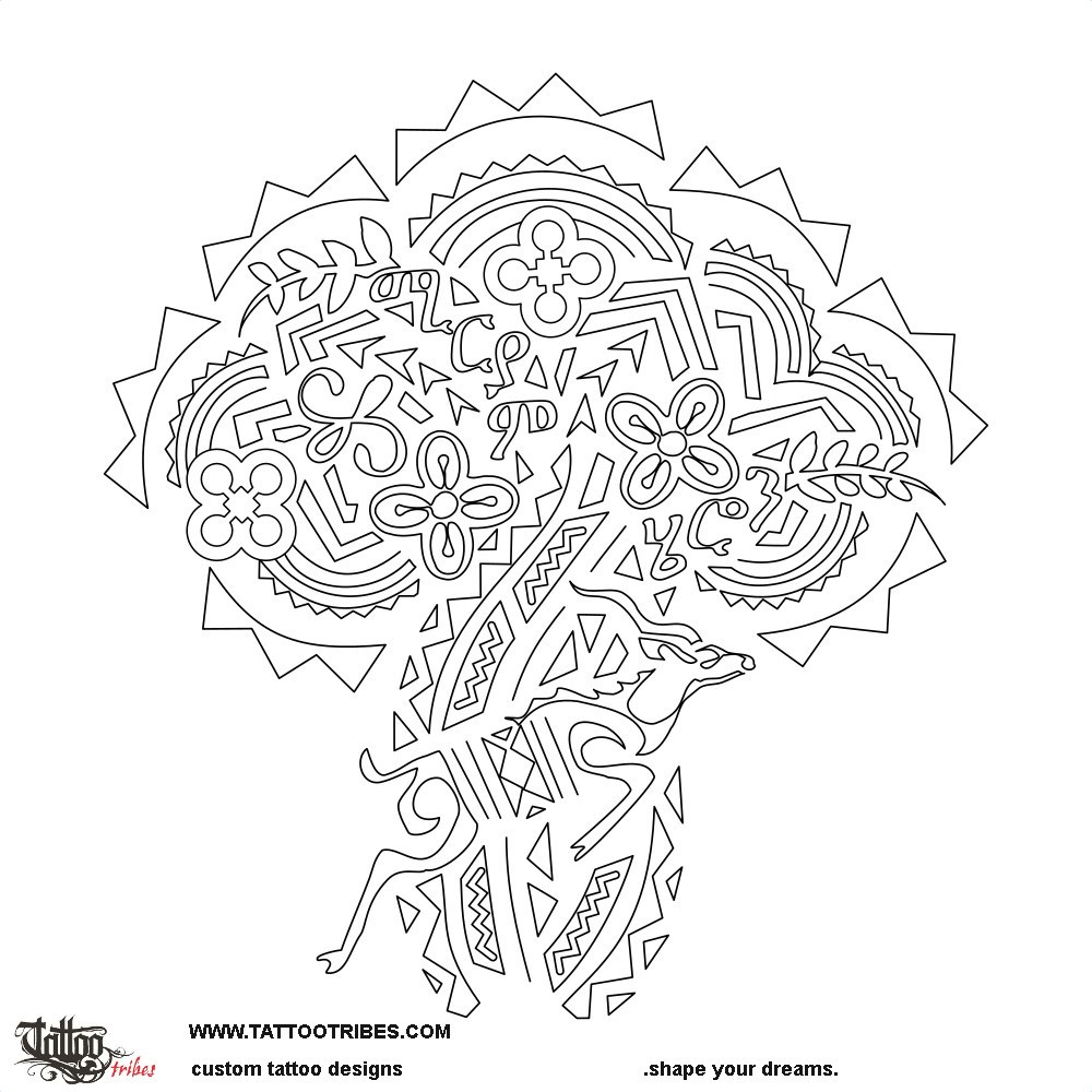 Stencil outline of Baobab, Family downloadable hi-res tattoo stencil