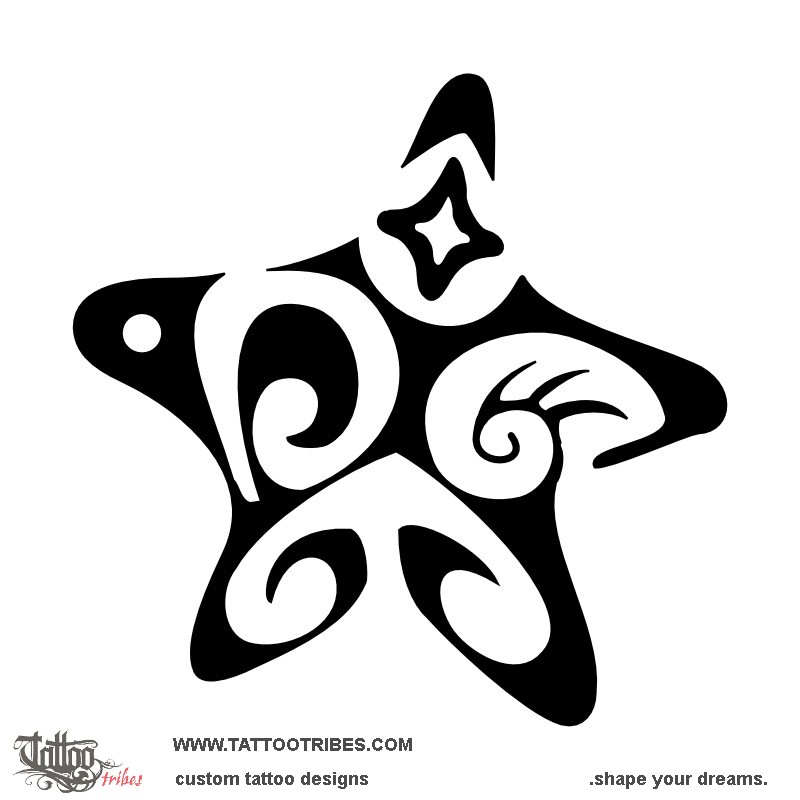 Tattoo image of Starfish, Love downloadable hi-res tattoo flash design