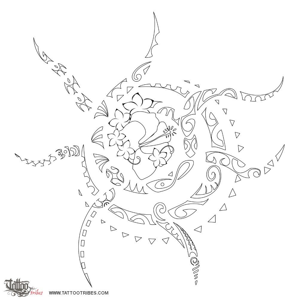 Stencil outline of Sun, Beauty, life downloadable hi-res tattoo stencil