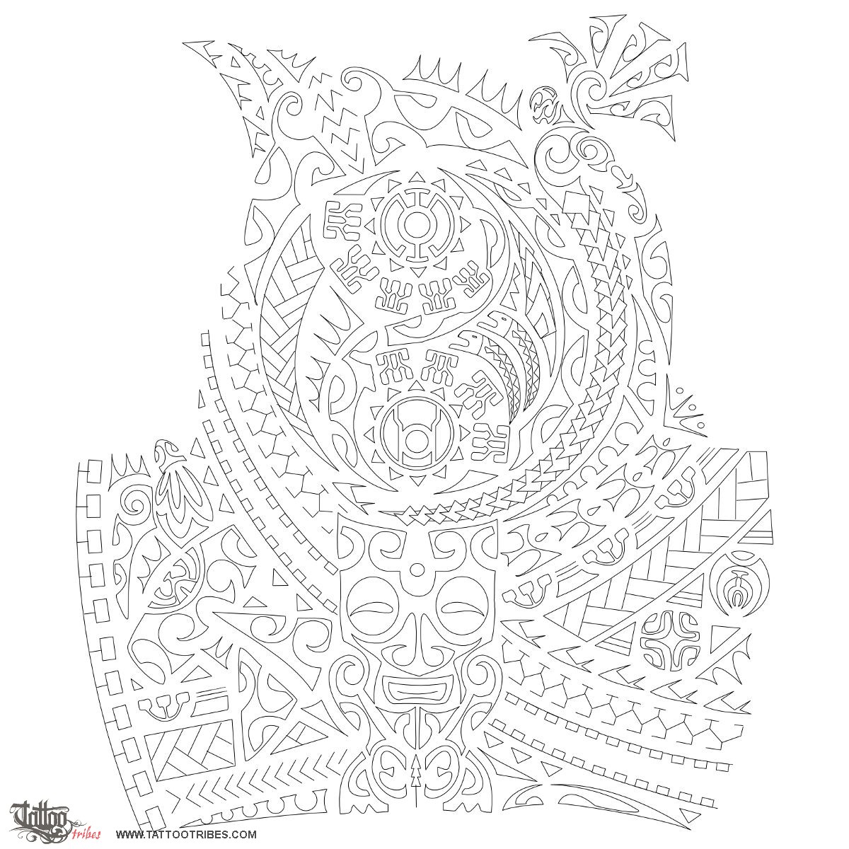 Stencil outline of Hangarite, Simmetry, balance downloadable hi-res tattoo stencil