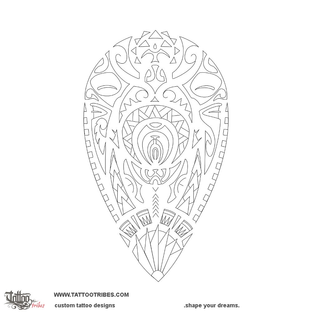 Stencil outline of Tapuhau, Calf downloadable hi-res tattoo stencil