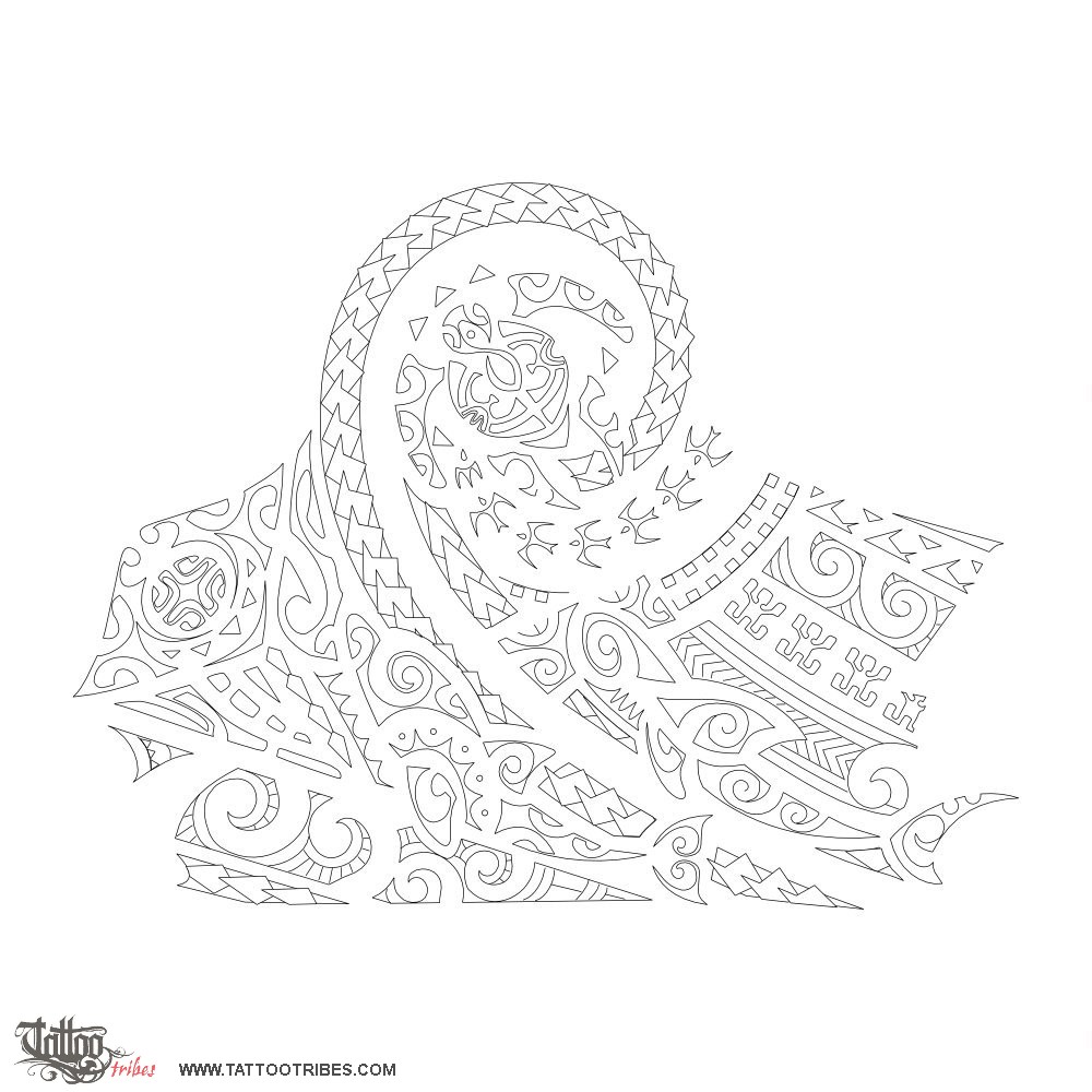 Stencil outline of Putahi, To join, to meet downloadable hi-res tattoo stencil