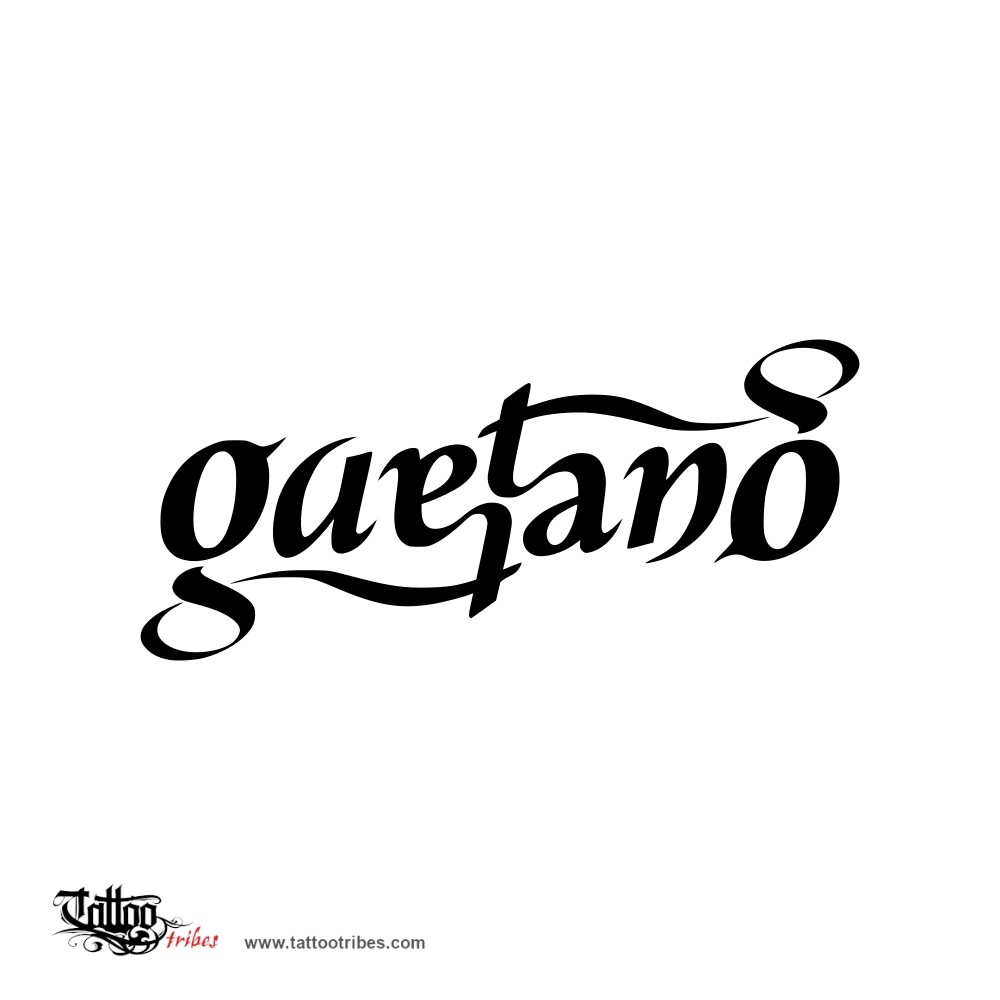 Tattoo image of Gaetano, Ambigram downloadable hi-res tattoo flash design