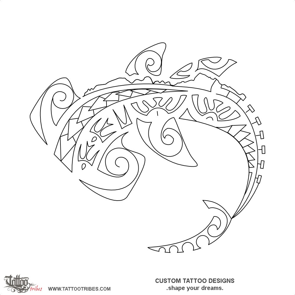 Stencil outline of Sea and mountains, Tenacity downloadable hi-res tattoo stencil