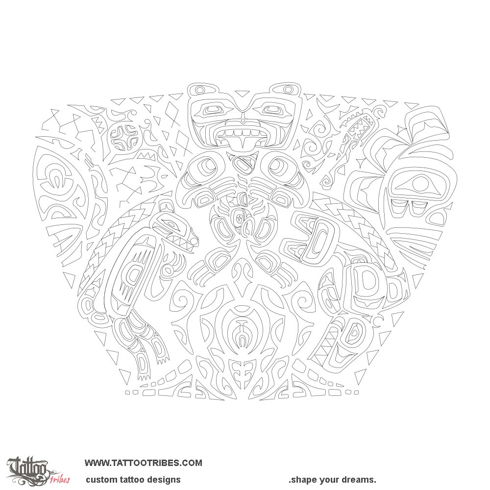 Stencil outline of Two worlds, Life downloadable hi-res tattoo stencil