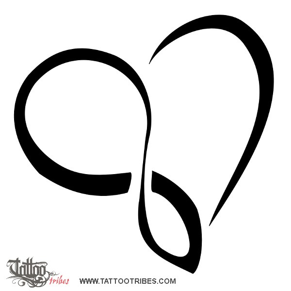 Tattoo image of Infinity heart, Neverending love downloadable hi-res tattoo flash design