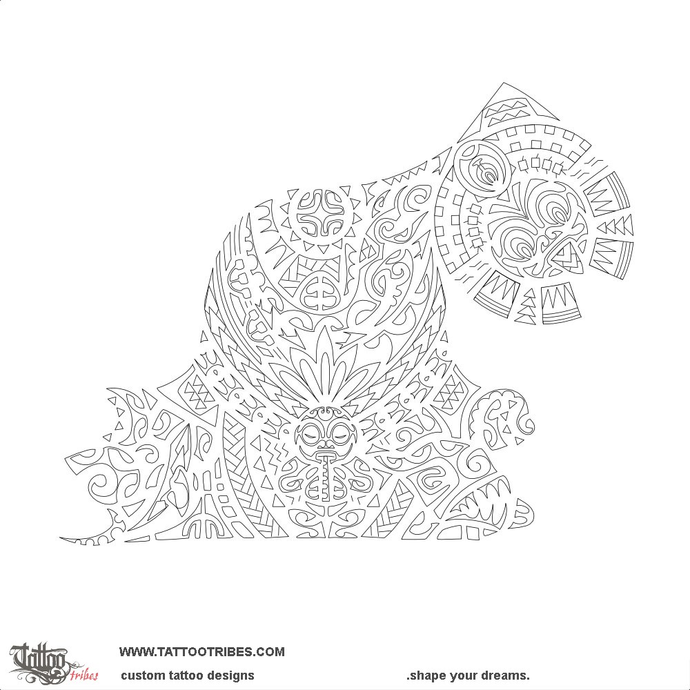 Stencil outline of Kokopelli sleeve, Success downloadable hi-res tattoo stencil