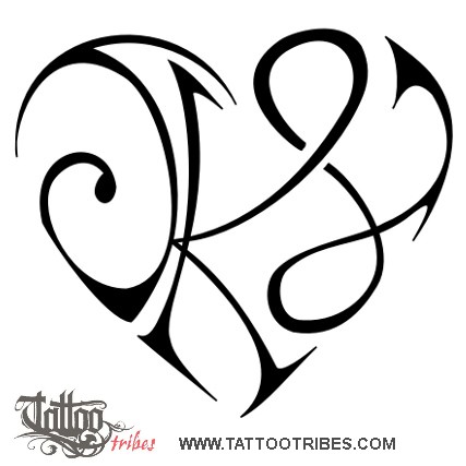 Tattoo image of J+K+L heart, Love, bond downloadable hi-res tattoo flash design
